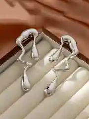 Серебряный женские геометрические серьги - капли