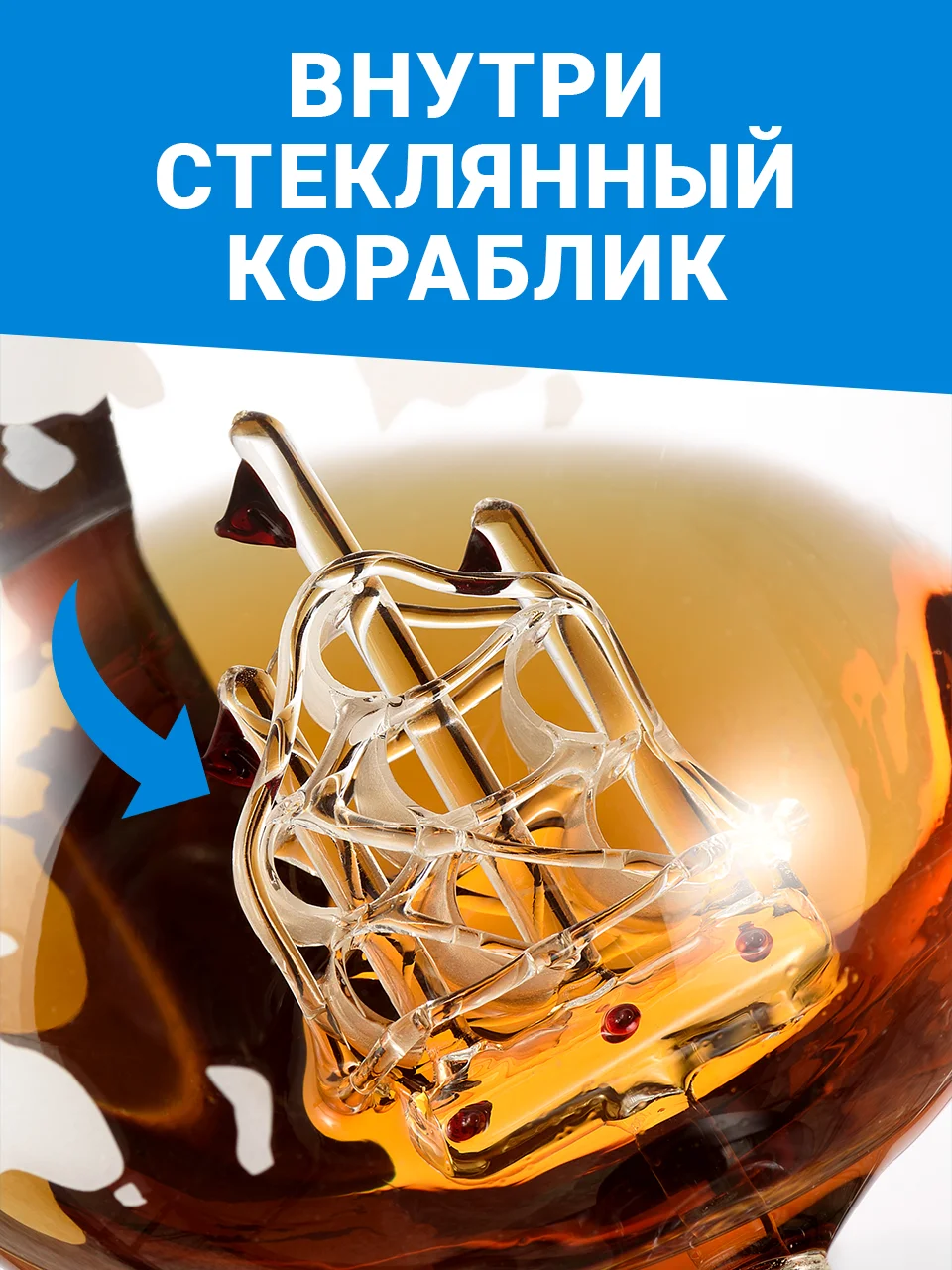 Прозрачный декантер для виски Limpid Side, графин глобус стеклянный с бокалами