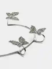 Серебряный серьга Кафф, бабочки со стразами
