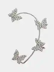Серебряный серьга Кафф, бабочки со стразами