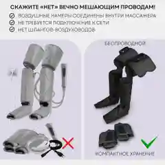 Компрессионный массажер для ног беспроводной PLANTA MFC-150, лимфодренажный с подогревом,