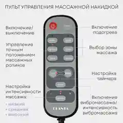 Массажная накидка шиацу MN-600, 3 уровня интенсивности, подогрев, вибромассаж, автоадаптер