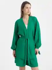 Лесной зеленый костюм изо льна летний