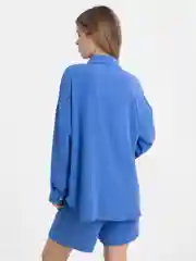 Синий костюм женский летний, ткань сингапур