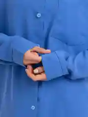 Синий костюм женский летний, ткань сингапур