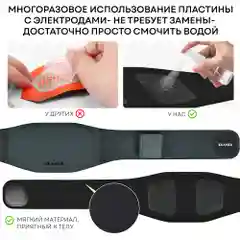 Пояс-миостимулятор для пресса, тренажер мышц PLANTA EMS-600 с подогревом ультратонкий