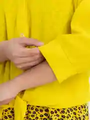 Желтый женский комплект сарафан и рубашка