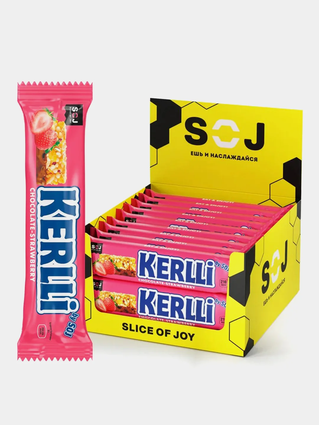 Злаковый батончик SOJ KERLLI, с клубникой, в молочном шоколаде, 50 г