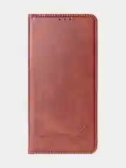Коричневый чехол-книжка для Xiaomi Redmi Note 13 Pro (5G) / Poco X6 (5G) из высококачественной кожи
