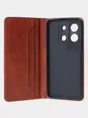 Алый чехол-книжка для Xiaomi Redmi Note 13 Pro (5G) / Poco X6 (5G) из высококачественной кожи