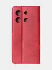 Красный чехол-книжка для Xiaomi Redmi Note 13 Pro (5G) / Poco X6 (5G) из высококачественной кожи
