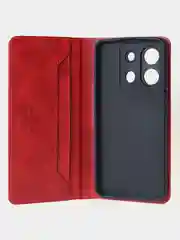 Красный чехол-книжка для Xiaomi Redmi Note 13 Pro (5G) / Poco X6 (5G) из высококачественной кожи