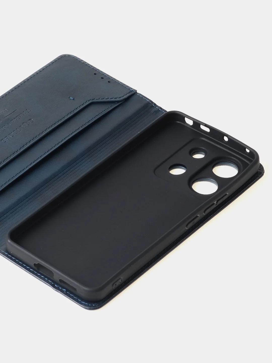 Синий чехол-книжка для Xiaomi Redmi Note 13 Pro (5G) / Poco X6 (5G) из высококачественной кожи