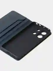 Синий чехол-книжка для Xiaomi Redmi Note 13 Pro (5G) / Poco X6 (5G) из высококачественной кожи