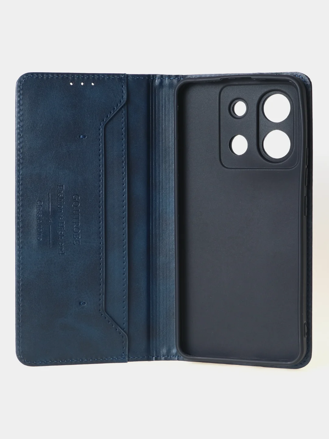 Синий чехол-книжка для Xiaomi Redmi Note 13 Pro (5G) / Poco X6 (5G) из высококачественной кожи