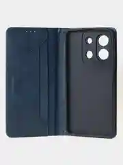 Синий чехол-книжка для Xiaomi Redmi Note 13 Pro (5G) / Poco X6 (5G) из высококачественной кожи