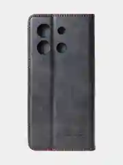 Черный чехол-книжка для Xiaomi Redmi Note 13 Pro (5G) / Poco X6 (5G) из высококачественной кожи