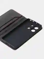 Черный чехол-книжка для Xiaomi Redmi Note 13 Pro (5G) / Poco X6 (5G) из высококачественной кожи