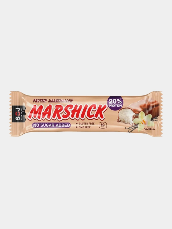 Протеиновый батончик SOJ MARSHMALLOW MARSHICK, с ароматом ванили, в молочном шоколаде, 30г