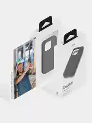 Серый чехол для iPhone 15 Pro uBear Capital Case, MagSafe совместимый, натуральная кожа