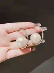Серебряный женские крупные серьги с имитацией жемчуга