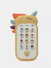 Желтый детский музыкальный телефон, развивающая игрушка "Единорог"
