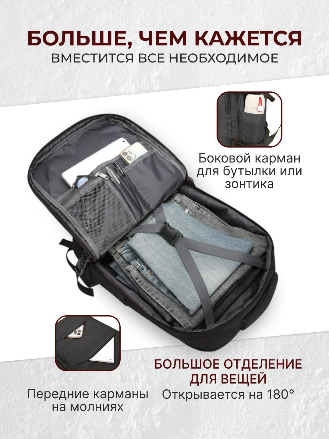Черный рюкзак женский мужской спортивный городской туристический дорожный для путешествий
