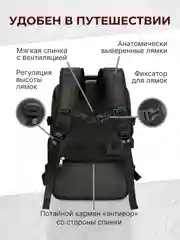 Черный рюкзак женский мужской спортивный городской туристический дорожный для путешествий