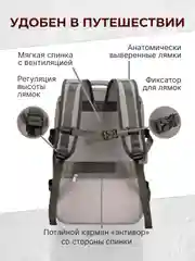 Серый рюкзак женский мужской спортивный городской туристический дорожный для путешествий