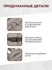 Серый рюкзак женский мужской спортивный городской туристический дорожный для путешествий