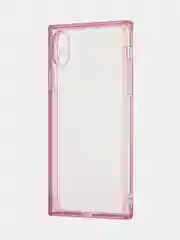 Розовый чехол для Apple iPhone XR силиконовый КАРТОФАН прозрачный прямоугольный с защитой камер
