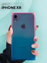 Голубой чехол для Apple iPhone XR силиконовый КАРТОФАН прозрачный прямоугольный с защитой камер