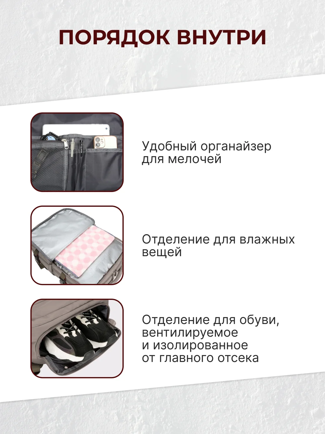 Серый рюкзак женский мужской спортивный городской туристический дорожный для путешествий