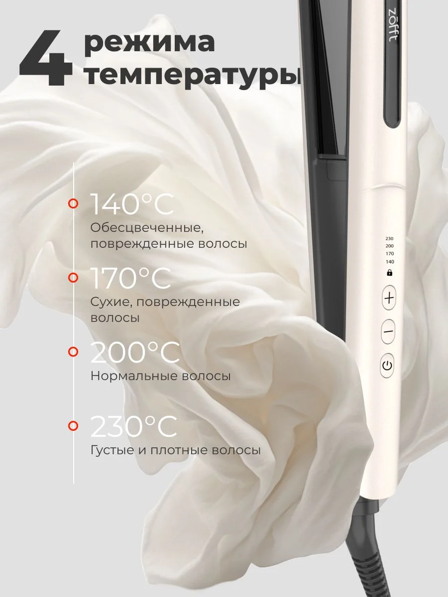 Выпрямитель для волос Zofft Charm Pro (HS-301W), керамические пластины, 4 режима