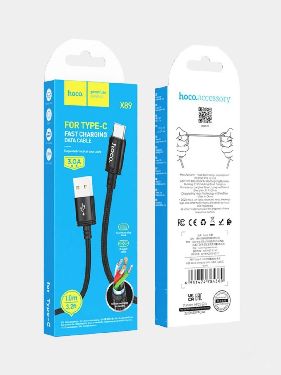 Кабель зарядный Type-c USB, быстрая зарядка для андроид Hoco X89