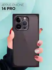Черный чехол для Apple iPhone 14 Pro силиконовый КАРТОФАН прозрачный прямоугольный, защита камер