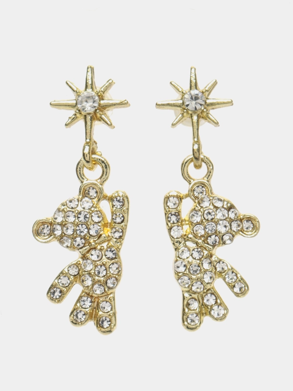 Серьги мишки стразы блестящие