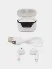 Белый беспроводные наушники с индикатором заряда на кейсе, bluetooth, с микрофоном