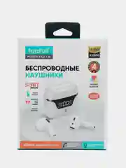 Белый беспроводные наушники с индикатором заряда на кейсе, bluetooth, с микрофоном