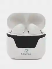 Белый беспроводные наушники с индикатором заряда на кейсе, bluetooth, с микрофоном