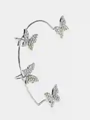 Серебряный серьга Кафф, бабочки со стразами