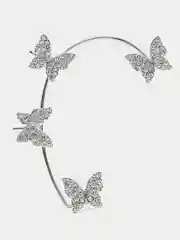 Серебряный серьга Кафф, бабочки со стразами