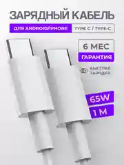 Зарядный кабель для Apple iPhone 15 и Android, Type-C / Type-C, тайпси с быстрой зарядкой