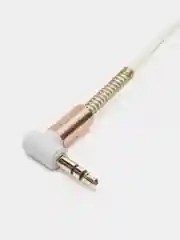 Белый аудио кабель AUX спираль, с угловым штекером и пружинкой, jack 3.5 мм