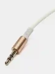 Белый аудио кабель AUX спираль, с угловым штекером и пружинкой, jack 3.5 мм