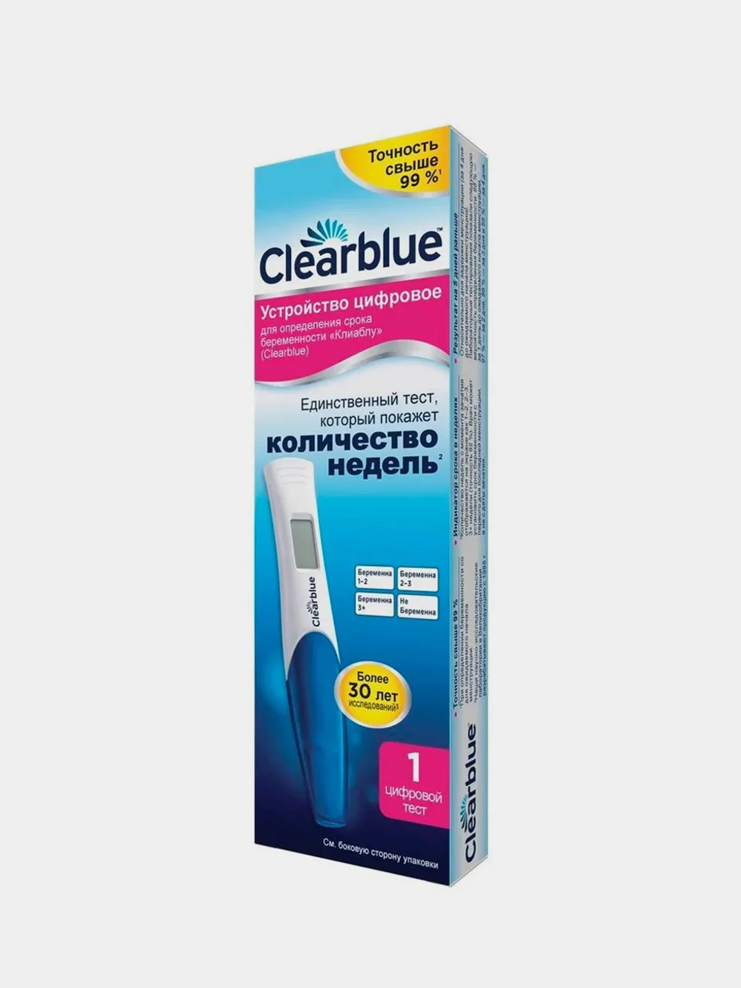 Тест цифровой для определения беременности Clearblue, с индикатором срока, 1 тест