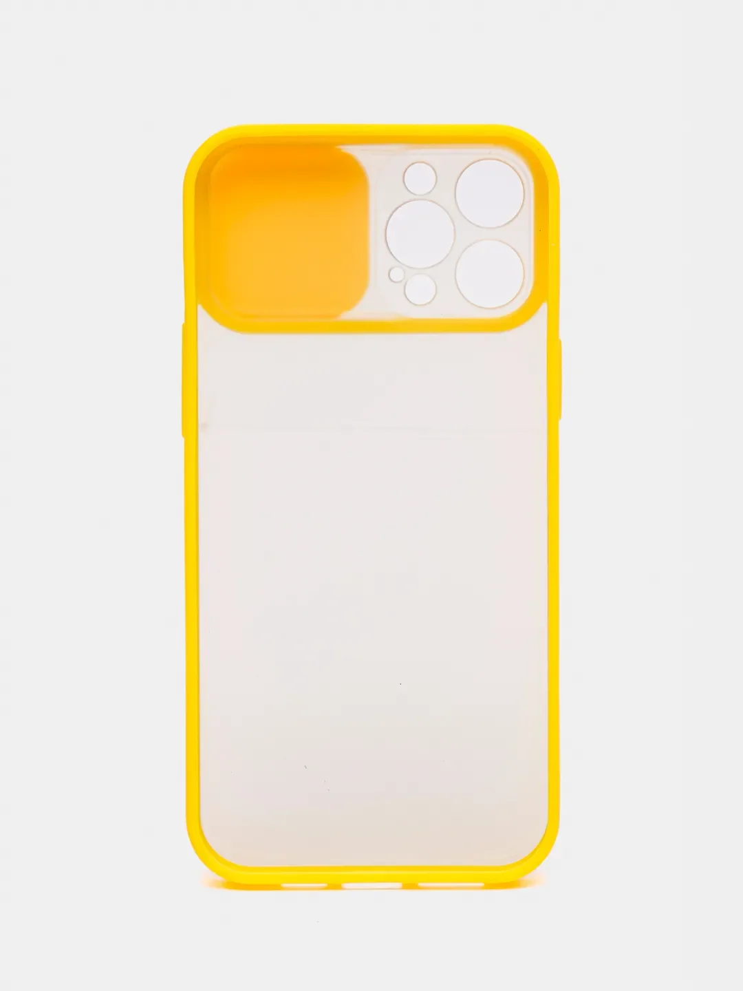 Желтый чехол для айфон (iPhone) 11 Pro Max 12, 13, 14 Plus с защитой для камеры, пластиковый