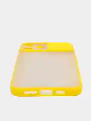 Желтый чехол для айфон (iPhone) 11 Pro Max 12, 13, 14 Plus с защитой для камеры, пластиковый