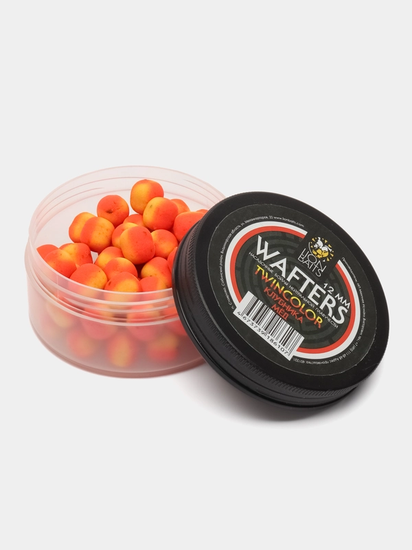 Бойлы нейтральной плавучести Wafters twincolor LION BAITS Клубника - Мед 12мм