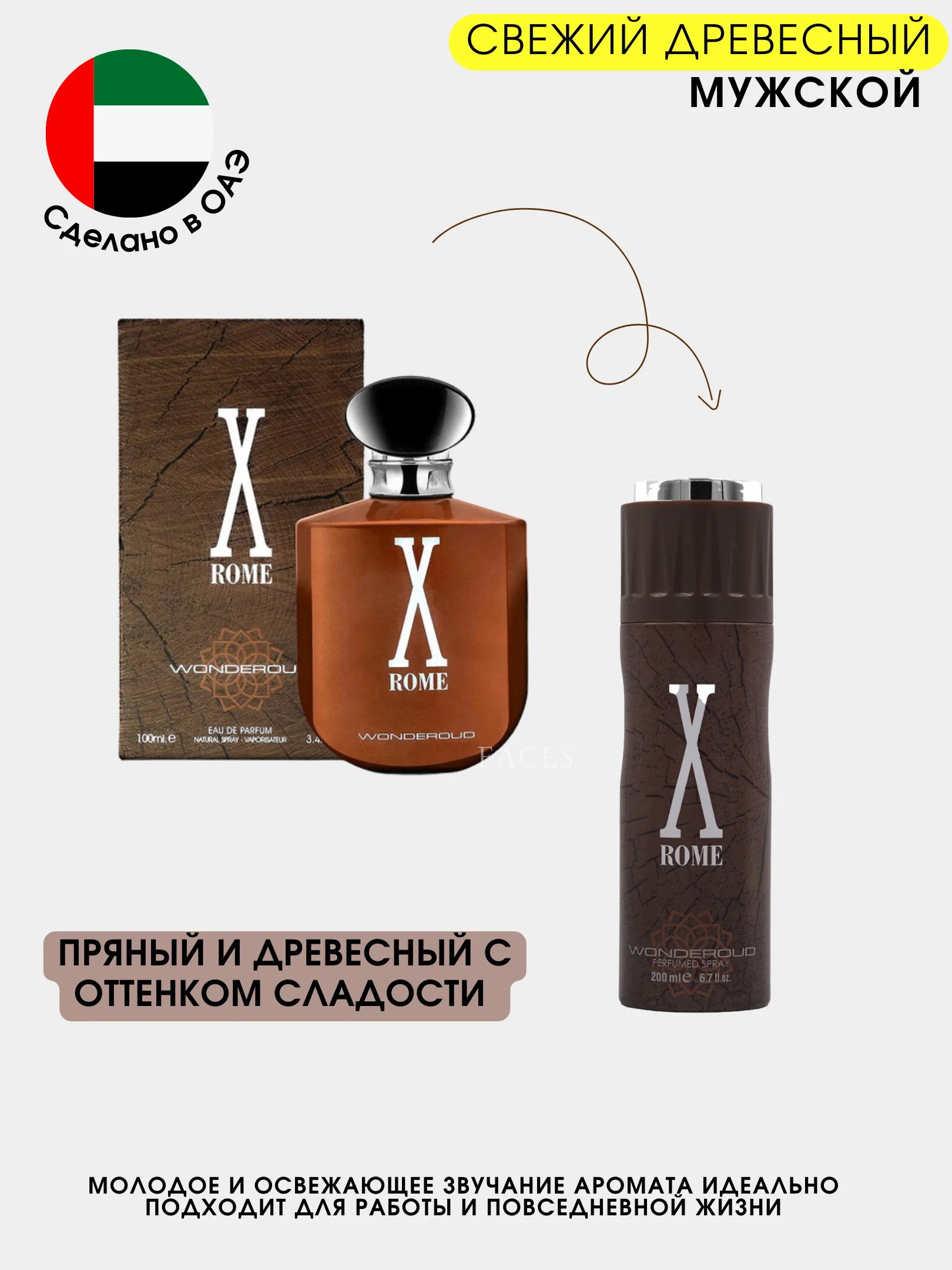 Шоколадный дезодорант мужской, спрей парфюмированный с ароматами известных брендов, ОАЭ, 200 мл